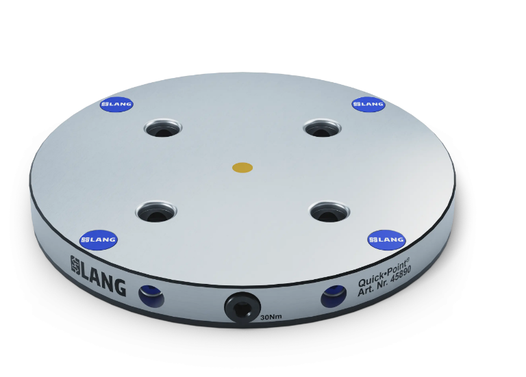 Quick•Point® 96 Round Plate, Ø 246×27 mm, with mounting bores for machine tables with cross grooves