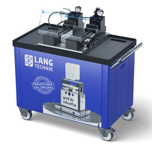Lang Technik Trolley with Makro•Grip® Dual Stamping Unit, Extended, on T-slot plate, with High-End Stamping Jaws 