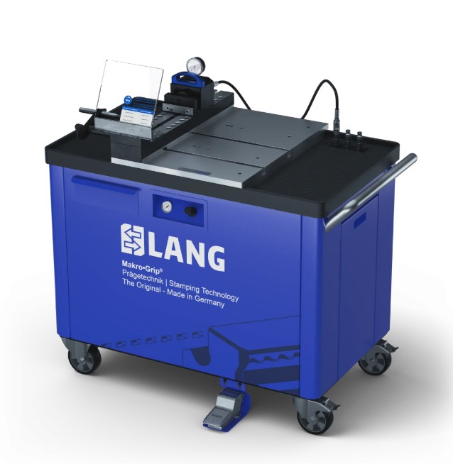 Lang Technik Makro•Grip® Stamping Unit, on trolley, stamping range 410mm, on T-Slot plate