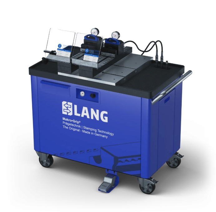 Makro•Grip® Dual Stamping Unit, on trolley, stamping range 2x 410mm, on T-Slot plate