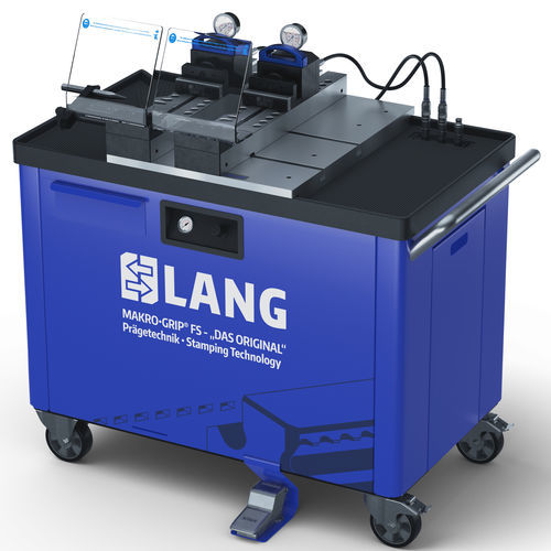 [53402-HE ] Lang Technik Trolley with Makro•Grip® FS Dual-Stamping Unit on T-Slot plate, Extended, with HE-Backen 