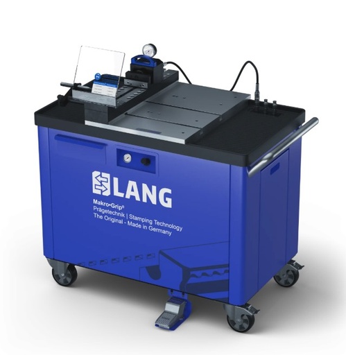 [54112] Lang Technik Makro•Grip® Stamping Unit, on trolley, stamping range 410mm, on T-Slot plate